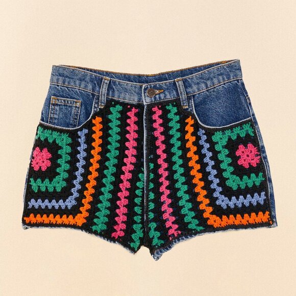 FARM Rio Multicolor Crochet Jean Shorts - Picture 2 of 7
